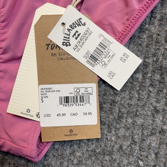 Billabong Small Bikini Bottom Sol Searcher Hike Super Skimpy Coverage Berry Pink - Picture 6 of 10